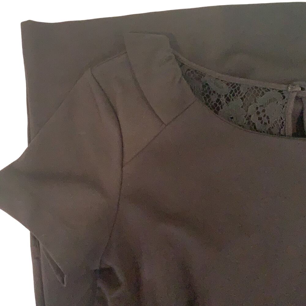 French Connection Dress Sz 6 Short Sleeve Lace Back Little Black Dress Ruffle - Picture 8 of 8